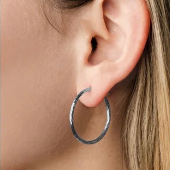 Fine Italian Diamond Cut Hoop Earrings In Sterling Silver,1 inch RETAIL @US$280 - Picture 1 of 9